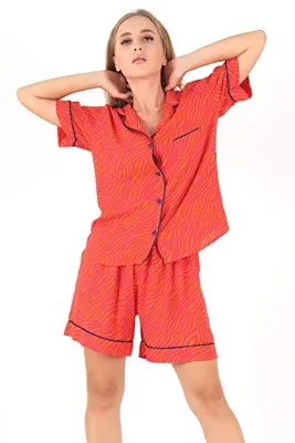 Doremi Zebra Desenli Kısa Kollu Kadın Şortlu Pijama Takım