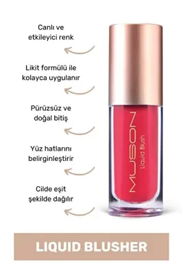 Muson Yoğun Pigmentli Likit Allık Ruj Göz Farı Liquid Blusher Pitaya Nar Çiçeği