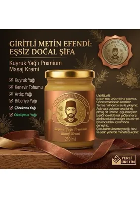 Giritli Metin Efendi 1 x 210 ml Kuyruk Yağlı Premium Masaj Kremi & Jeli – Bitkisel Karışımlı Rahatlatıcı Bakım - Giritli Metin Efendi