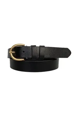 GoDeri %100 Hakiki Deri Gold Tokalı Siyah Ince Kadın Kemeri, 3cm=3cm-kdn-02