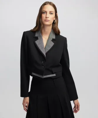 İpekyol Kumaş mix crop blazer 