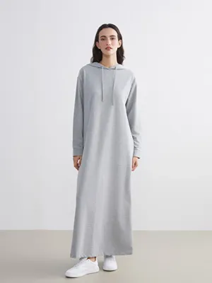 LCW Modest Kapüşonlu Sweatshirt Elbise