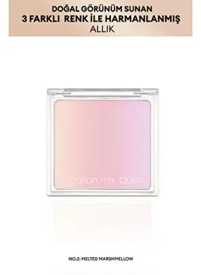 MISSHA Doğal Görünümlü, 3 Farklı Renk Tonu İçeren, Uzun Süre Kalıcı Allık Cotton Mix Blush (No.2)