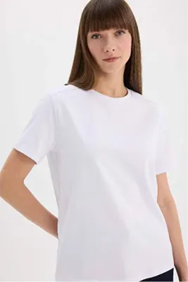 Defacto Regular Fıt Basıc Premium Beyaz Kadın T-Shirt A9428AX/WT34