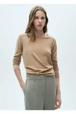 MANGO Woman İnce triko yuvarlak yaka kazak