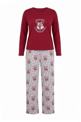 TRENDYOLMİLLA Bordo Harry Potter Lisanslı Örme Pijama Takımı THMAW27PT00172