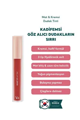 Village 11 Factory Velvet Fit Lip Tint Blooming Red 4.7g - Mat & Kremsi Dudak Tinti