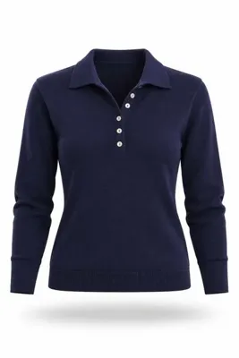 5in1Canpolat Lacivert Polo Yaka Lyocell İplik Triko