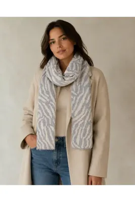 Sebir Moda Zebra Desenli Triko Atkı