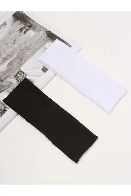 modernist Siyah,beyaz Pamuklu Penye Bandana Saç Bandı
