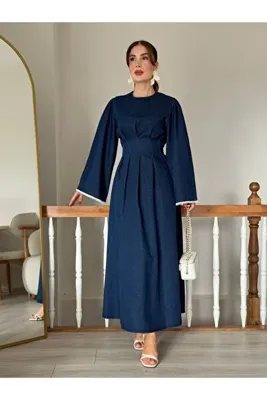 YK FASHION Kot Belden Oturtmalı Bağlamalı Elbise