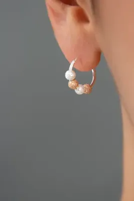 Elika Silver Kadın Dorika Top Detaylı Halka Model 925 Ayar Gümüş Küpe