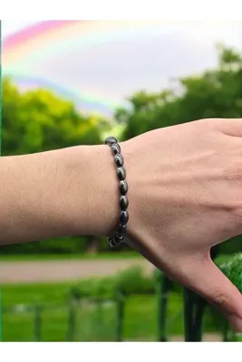 NBS Beautiful Naturel Stones Hematit Şık Trend Unisex Bileklik ( Hediyelik , Doğum günü )(Beden Bölümünden Beden Seçebilirsiniz )
