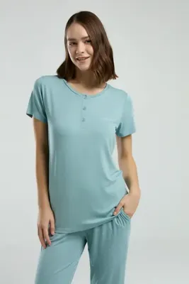 Pierre Cardin Lines Kısa Kollu Kadın Pijama Takımı Geniş Beden Seçeneği