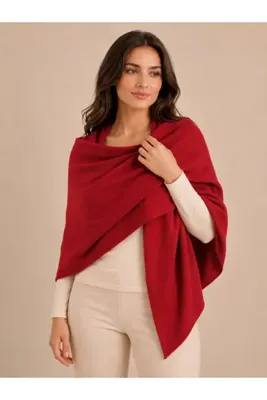 Sebir Moda Tek Renk Triko Üçgen Şal