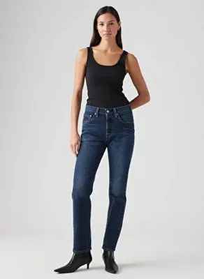 Levis Koyu Mavi Kadın Pamuklu Denim Pantolon 501  JEANS FOR WOMEN SAME INTENT