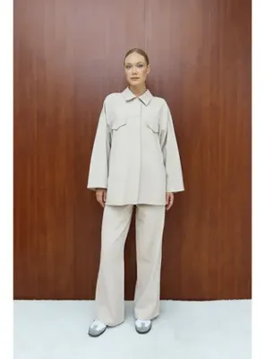 Melike Tatar Gabardin Kuşaklı Takım 12-8843 TAŞ