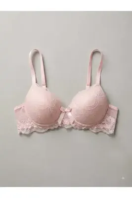 Stimor ECEM K10 Kadın Açık Pembe Renk Dantelli Balenli Dolgusuz Sütyen Sabit Kaplı Ayarlanabilir Askılı Geniş Dantelli Sırt Tasarımlı