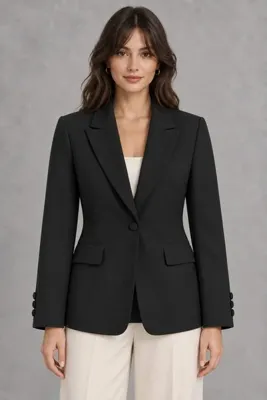 M&N Kadın Tek Düğmeli Uzun Kollu Astarlı Blazer Ceket - Siyah