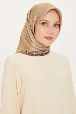 Armine Klasik Desenli Twill Saf İpek Eşarp 9230D 05