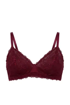 TRENDYOLMİLLA Bordo Tekli Dantel Balensiz Düz Kapsız Bralette Sütyen THMAW26SU00000