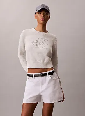 Calvin Klein Jeans Gri Kadın Bisiklet Yaka Kazak LV047G322GP74