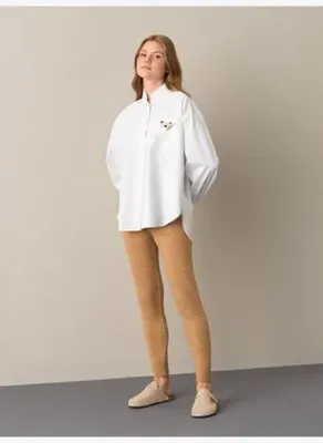 Xint Beyaz Hakim Yaka Oversize Gömlek