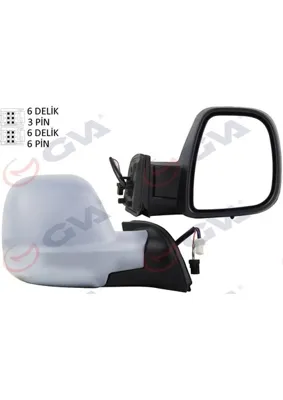 GVA 1045114 - Dış Dikiz Aynası Elektrikli Katlanır Sağ Partner-Berlıngo 13- Astarlı Konveks Cam Sensörlü VM-8118EBPSR