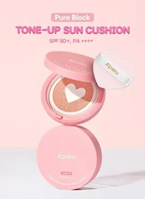 MISSHA Ton Eşitleyici Pembe Bazlı Güneş Koruyucu Cushion A'PIEU Pure Block Tone-Up Sun Cushion SPF50+PA++++