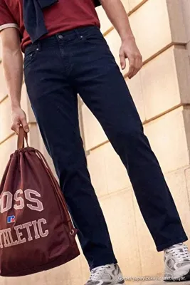 TRENDYOL MAN Lacivert Regular Fit Esnek Kumaş Normal Bel Erkek Parça Boya Denim Dokuma Pantolon TMNAW27PL00007