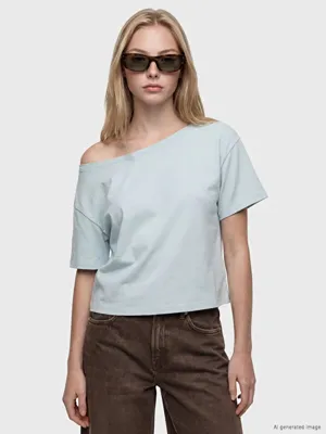 XSIDE Kayık Yaka Oversize Soft Touch Kadın Tişört