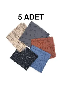 nazipek 5'li Paket Karışık Desen Desen Pigment Baskı Yazma Yumuşak Dokulu Eşarp 100x100 Toptan Hediyelik