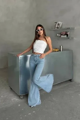 Harmony Extra Geniş Paça Yüksek Bel Likralı İspanyol Jeans