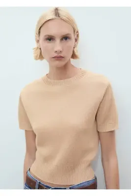 MANGO Woman Kısa kollu crop kazak