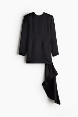 H&M Drapeli Panelli ve Omuzları Vatkalı Elbise