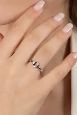 Söğütlü Silver 925 ayar gümüş yüzük oksitli ay ve zincir ayarlamalı yüzük SGTL13124SIYAH