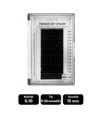 misyul 0.10d dramatik kıvrım 15 mm soft eyelash doğal i̇pek kirpik 16'lı