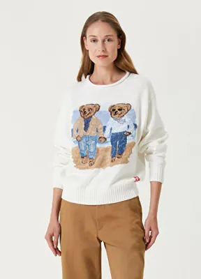 Polo Ralph Lauren Beyaz Ayıcık Jakarlı Triko