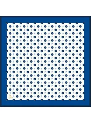 19v69 ITALIA Geometrik Logolu Desen Gold Seri Twill Eşarp Askısı ile Birlikte 90x90 cm Saks Beyaz