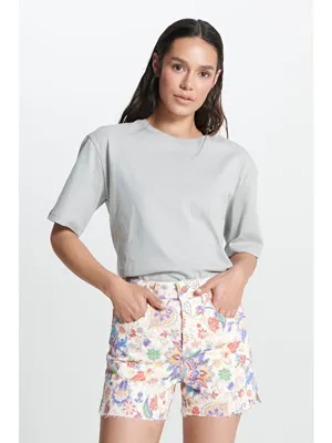 Wrangler Relaxed Fit Geniş Kesim Bisiklet Yaka %100 Pamuk Gri Tişört