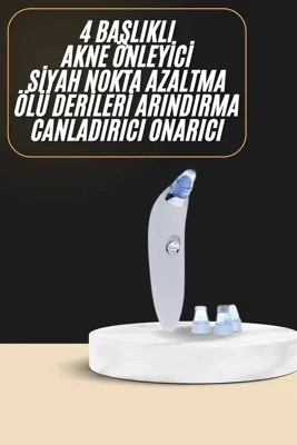ZERO LAND Siyah - 708 - Nokta Temizleme Cihazı 4 Başlıklı Vakumlu Pilli Ölü - Kmrsfres - Deri Arındırma