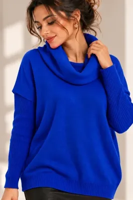 citycenterfashion Kadın Degaje Yaka Cepli Triko Kazak Cty-cnd-11369
