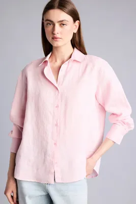 Defacto %100 Keten Oversize Uzun Kollu Gömlek