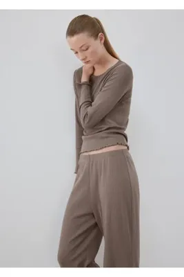 MANGO Woman Delikli pamuklu iki parça pijama