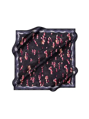 Aker Lacivert 90X90 İpek Krep Saten Eşarp