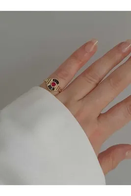 Bubbleatelier Perry Renkli Taş Detaylı Gold Yüzük Ayarlanabilir