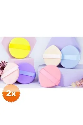 3dsepetim 2 Paket 4'lü Tutmalı Pudra Makyaj Süngeri Puf Seti