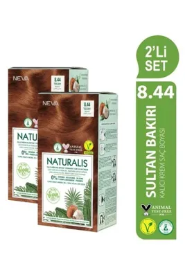 NEVA NATURALIS Amonyaksız 2'Lİ SET 8.44 SULTAN BAKIRI Kalıcı Krem Saç Boyası Seti (VEGAN)