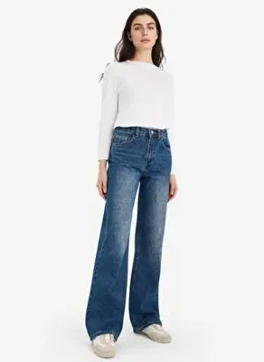 Defacto Straight Wide Yüksek Bel Düz ve Geniş Paça Jean Pantolon G8848AX26SP