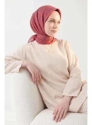 Silk Home Soft Eşarp Zincir Desen Parlak Turuncu 90x90